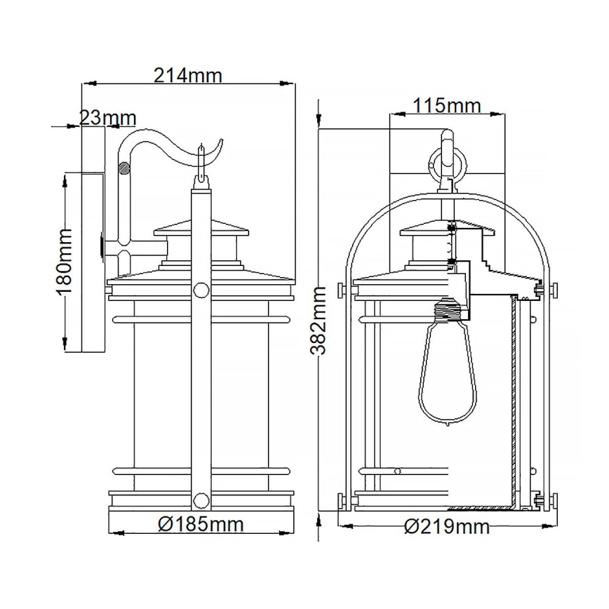 Quintiesse - Ulkoseinävalaisin BOOKER M 1xE27/60W/230V IP44 mattakromi