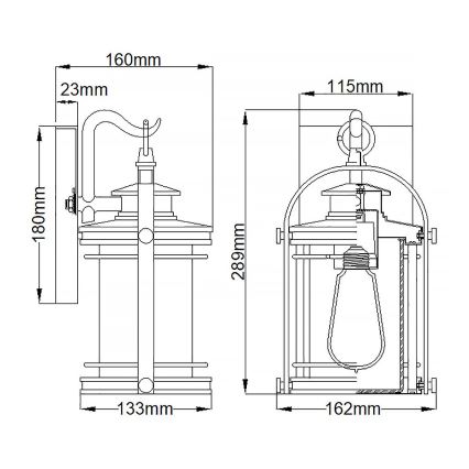 Quintiesse - Ulkoseinävalaisin BOOKER S 1xE27/60W/230V IP44 mattakromi