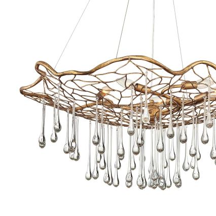 Quintiesse - LAGUNA riippuvalaisin vaijerilla 6xE14/40W/230V, halkaisija 91,4 cm, kultainen