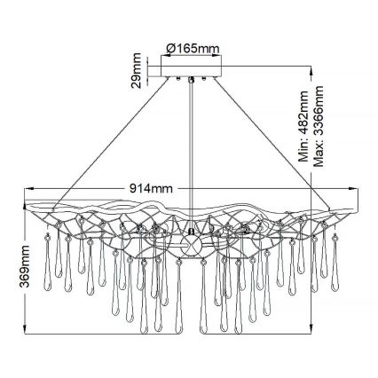 Quintiesse - LAGUNA riippuvalaisin vaijerilla 6xE14/40W/230V, halkaisija 91,4 cm, kultainen