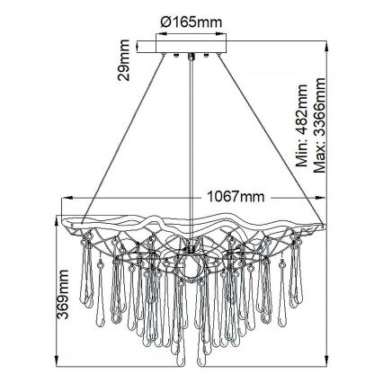 Quintiesse - Riippuvalaisin vaijerilla LAGUNA 8xE14/40W/230V Ø 106,7 cm kultainen