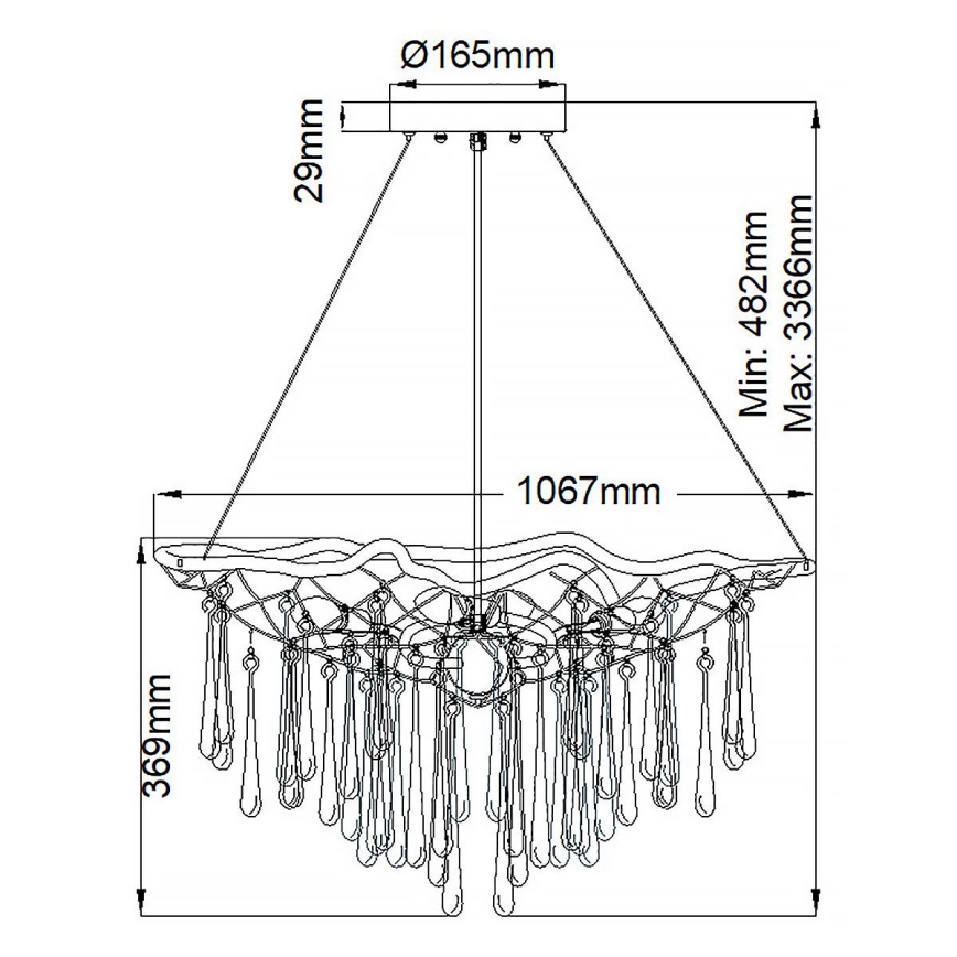 Quintiesse - Riippuvalaisin vaijerilla LAGUNA 8xE14/40W/230V Ø 106,7 cm kultainen