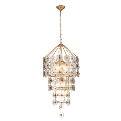 Quintiesse - Ketjulla roikkuva kattokruunu MERIDIAN 9xE14/40W/230V halkaisija 57,2 cm kultainen