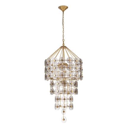 Quintiesse - Ketjulla roikkuva kattokruunu MERIDIAN 9xE14/40W/230V halkaisija 57,2 cm kultainen