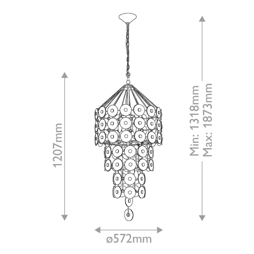 Quintiesse - Ketjulla roikkuva kattokruunu MERIDIAN 9xE14/40W/230V halkaisija 57,2 cm kultainen