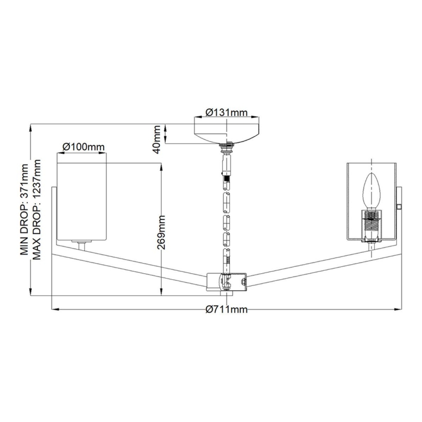 Quintiesse - NYE tolppakattokruunu, 6xE14/40W/230V, halkaisija 71,1 cm, kultainen