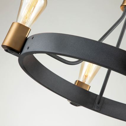 Quintiesse - Riippuvalaisin varrella SILAS 4xE27/60W/230V halkaisija 54,9 cm musta/kulta