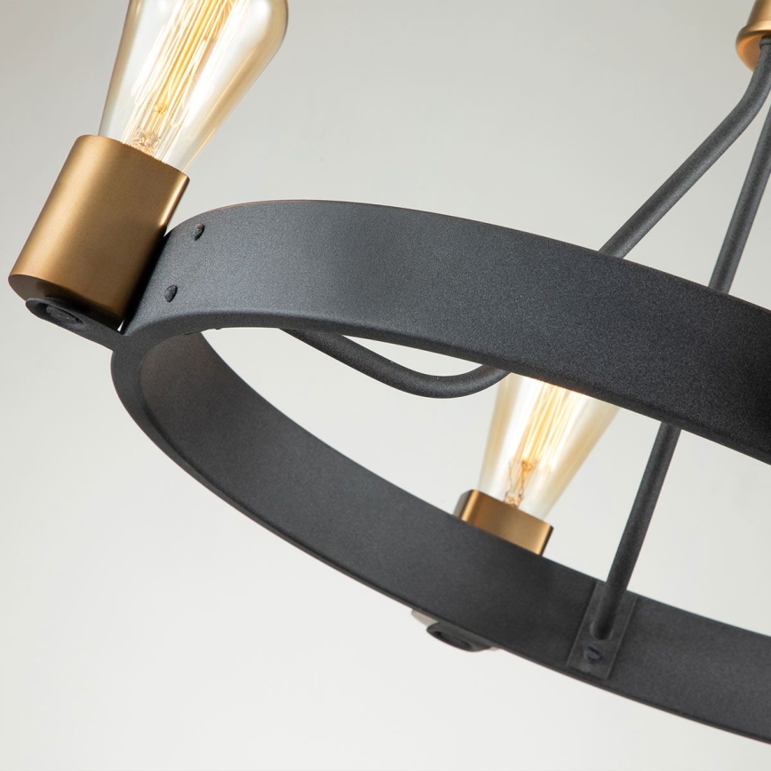 Quintiesse - Riippuvalaisin varrella SILAS 4xE27/60W/230V halkaisija 54,9 cm musta/kulta