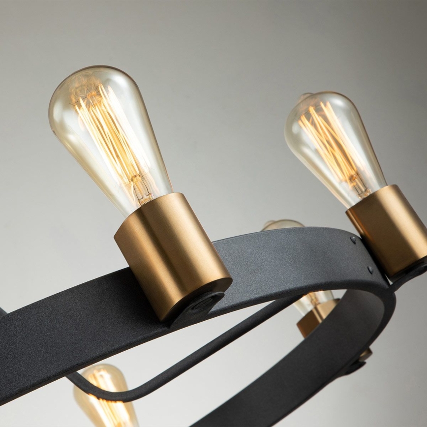 Quintiesse - SILAS kattovalaisin varrella 8xE27/60W/230V halkaisija 82,9 cm musta/kulta