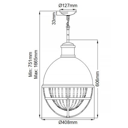 Quintiesse - Varrella oleva riippuvalaisin TOLLIS 1xE27/40W/230V halkaisija 40,8 cm mattakromi