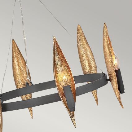 Quintiesse - WILLOW-riippuvalaisin, 6xE14/40W/230V, halkaisija 61 cm, kulta/musta