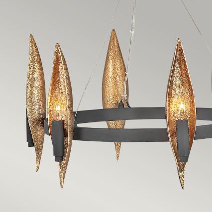 Quintiesse - WILLOW-riippuvalaisin, 6xE14/40W/230V, halkaisija 61 cm, kulta/musta