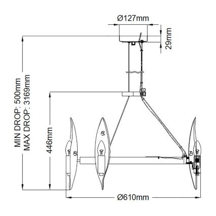 Quintiesse - WILLOW-riippuvalaisin, 6xE14/40W/230V, halkaisija 61 cm, kulta/musta