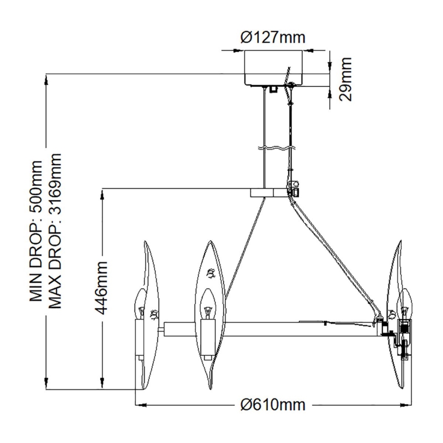 Quintiesse - WILLOW-riippuvalaisin, 6xE14/40W/230V, halkaisija 61 cm, kulta/musta