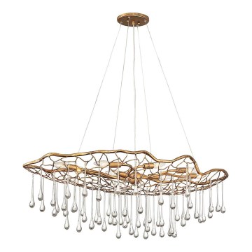 Quintiesse - Riippuvalaisin vaijerilla LAGUNA 8xE14/40W/230V Ø 106,7 cm kultainen