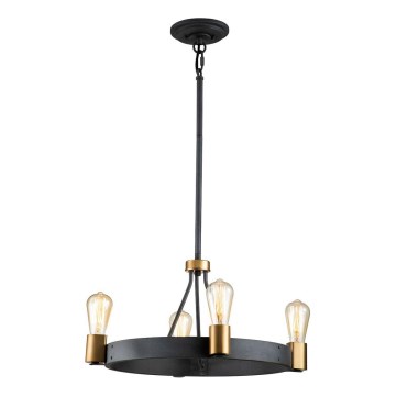 Quintiesse - Riippuvalaisin varrella SILAS 4xE27/60W/230V halkaisija 54,9 cm musta/kulta