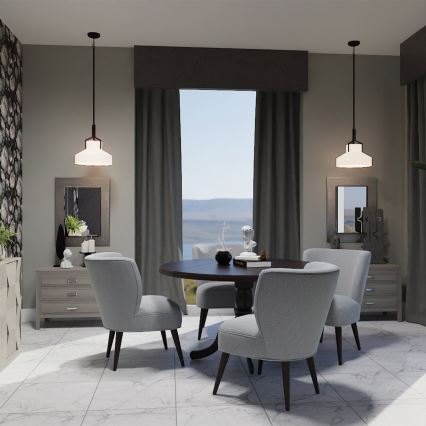 Quoizel - BRECKEN kattokruunu sauvalla 2xE27/60W/230V musta/marmorikuvio