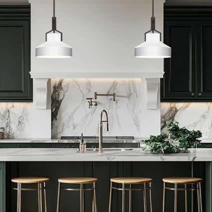 Quoizel - BRECKEN kattokruunu sauvarakenteella 2xE27/60W/230V musta/valkoinen