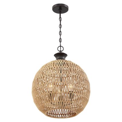 Quoizel - Ketjulla roikkuva kattokruunu CASABLANCA 3xE27/60W/230V, ruskea