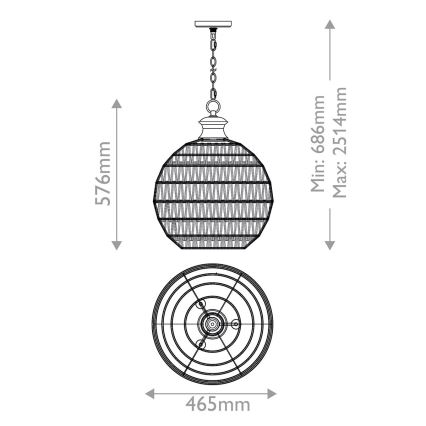 Quoizel - Ketjulla roikkuva kattokruunu CASABLANCA 3xE27/60W/230V, ruskea