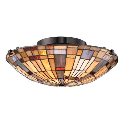 Quoizel - Kattovalaisin Tiffany INGLENOOK 2xE27/60W/230V halkaisija 40,7 cm