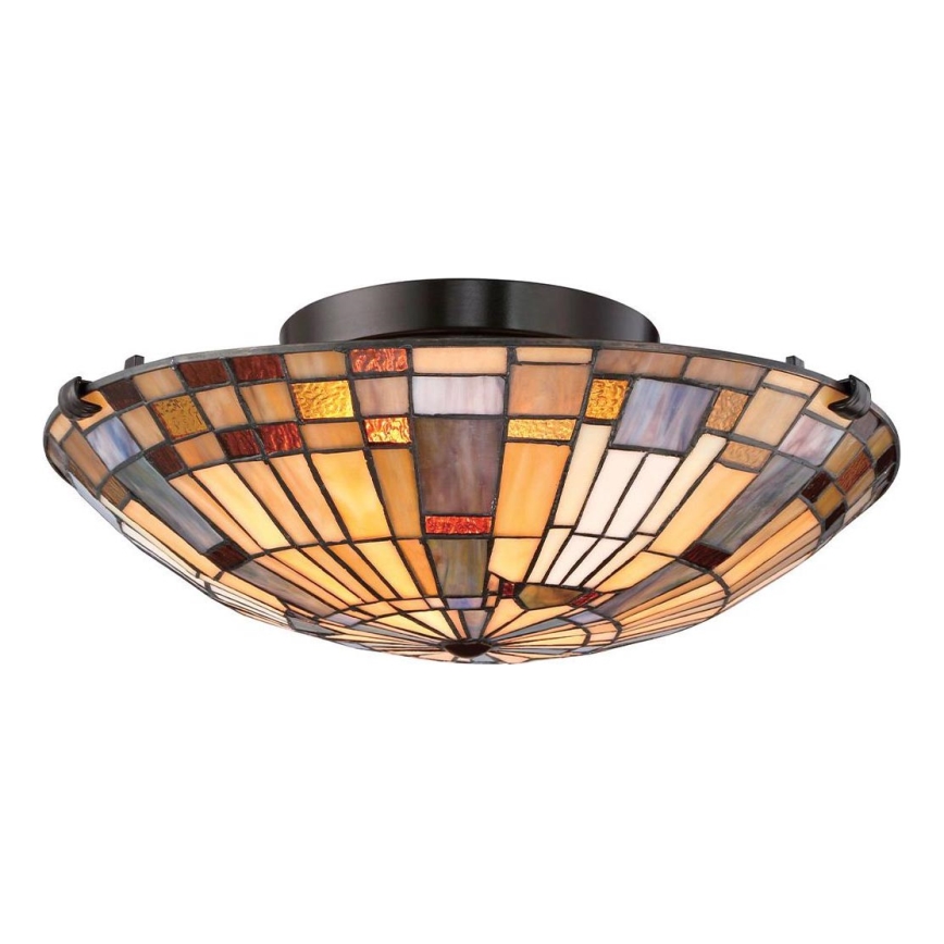 Quoizel - Kattovalaisin Tiffany INGLENOOK 2xE27/60W/230V halkaisija 40,7 cm