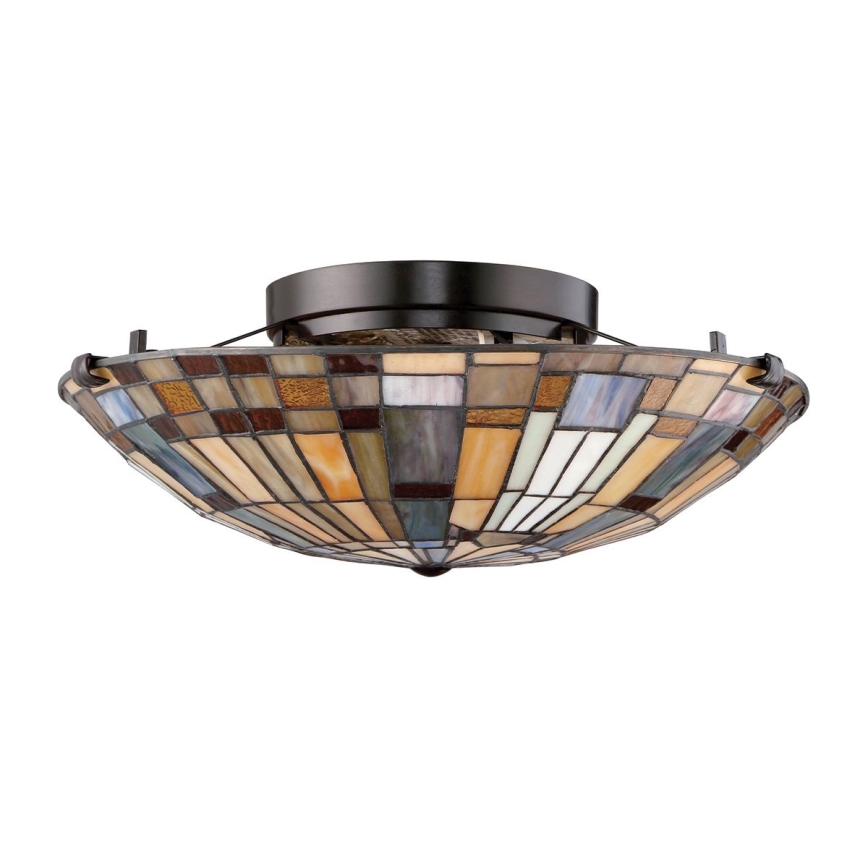 Quoizel - Kattovalaisin Tiffany INGLENOOK 2xE27/60W/230V halkaisija 40,7 cm