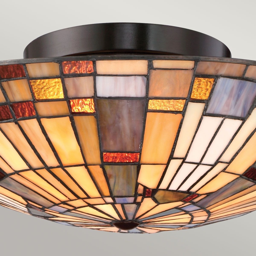 Quoizel - Kattovalaisin Tiffany INGLENOOK 2xE27/60W/230V halkaisija 40,7 cm