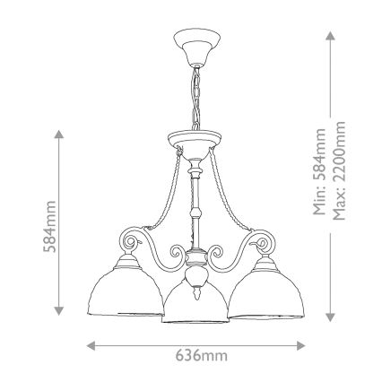 Quoizel - Ketjullinen Tiffany-kattovalaisin LARISSA 3xE27/60W/230V, halkaisija 63,6 cm