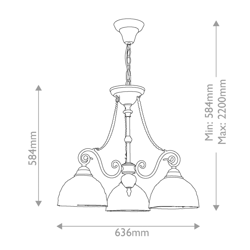 Quoizel - Ketjullinen Tiffany-kattovalaisin LARISSA 3xE27/60W/230V, halkaisija 63,6 cm