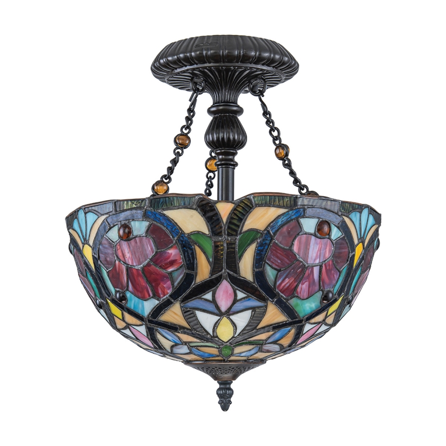 Quoizel - Tiffany-tyylinen pintakiinnitteinen kattokruunu LARISSA 2xE27/60W/230V halkaisija 35 cm