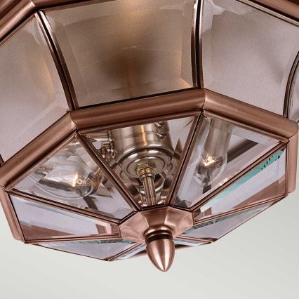Quoizel - ulkokäyttöinen kattovalaisin NEWBURY 3xE14/60W/230V IP44 kuparinvärinen