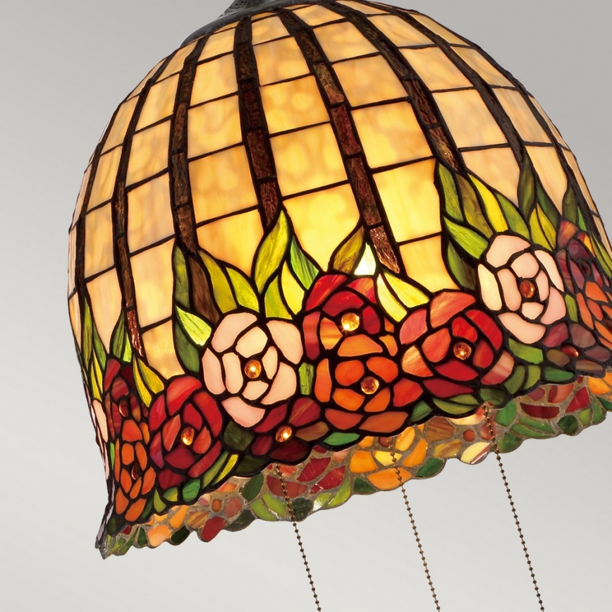 Quoizel - Ketjulla ripustettava Tiffany ROSECLIFFE riippuvalaisin 3xE27/100W/230V