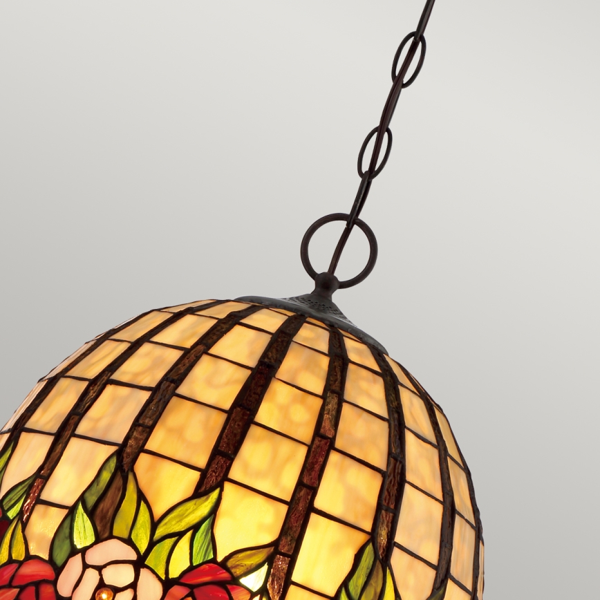 Quoizel - Ketjulla ripustettava Tiffany ROSECLIFFE riippuvalaisin 3xE27/100W/230V