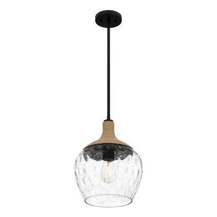 Quoizel - Riippukattokruunu ROYER 1xE27/60W/230V halkaisija 30,2 cm läpinäkyvä/musta/beige