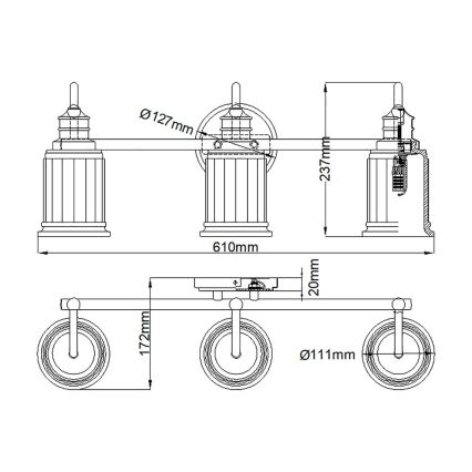 Quoizel - LED-seinävalaisin SWELL 3xG9/3W/230V IP44 kullanvärinen