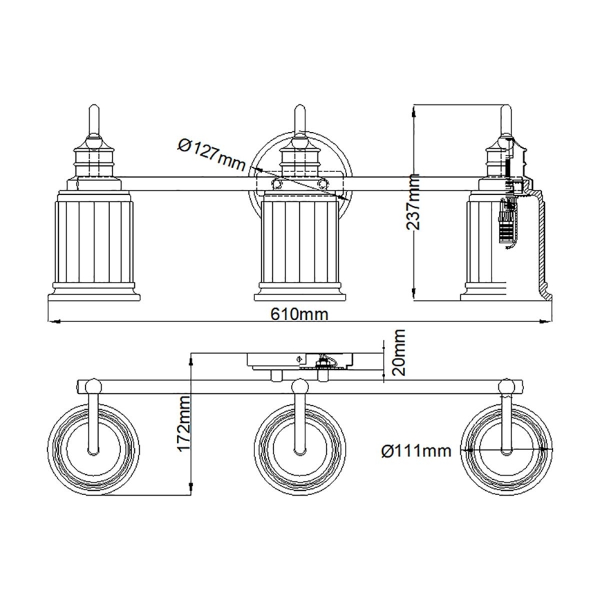 Quoizel - LED-seinävalaisin SWELL 3xG9/3W/230V IP44 kullanvärinen