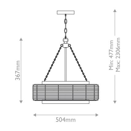 Quoizel - Riippuvalaisin ketjulla WAYLON 4xE27/60W/230V halkaisija 50,4 cm ruskea/valkoinen