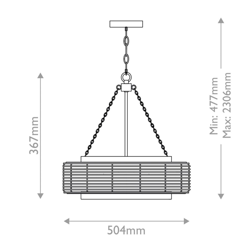 Quoizel - Riippuvalaisin ketjulla WAYLON 4xE27/60W/230V halkaisija 50,4 cm ruskea/valkoinen