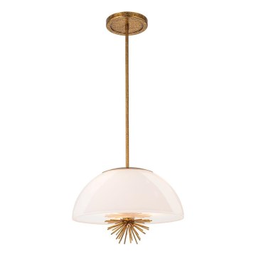 Quoizel - Riippukattokruunu STARING 3xE14/40W/230V halkaisija 45,7 cm kulta/patina/valkoinen