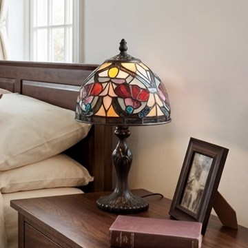 Quoizel - Tiffany-pöytävalaisin LARISSA 1xE14/40W/230V Ø 20 cm
