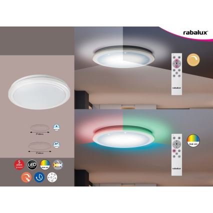 Rabalux - himmennettävä RGB-LED-kattovalaisin kaukosäätimellä LED/32W/230V halkaisija 40 cm