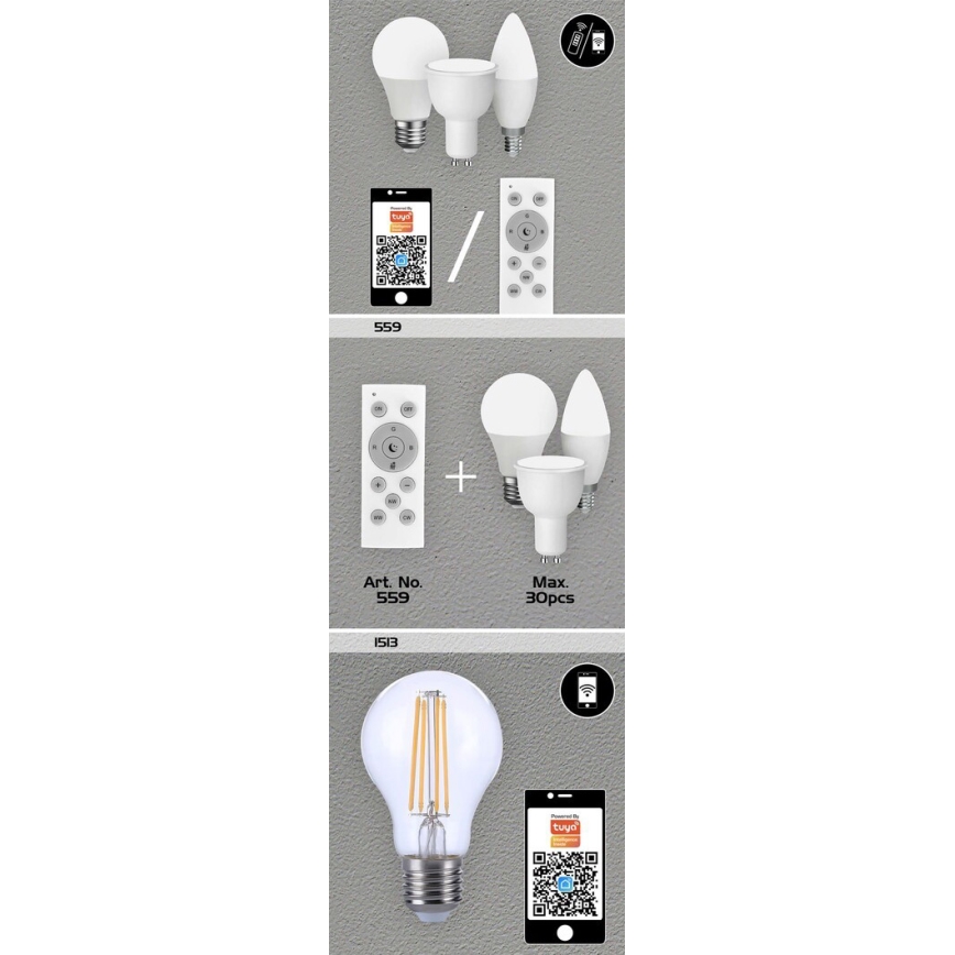 Rabalux - LED RGB Himmennettävä polttimo C37 E14/5W/230V Wi-Fi 3000-6500K