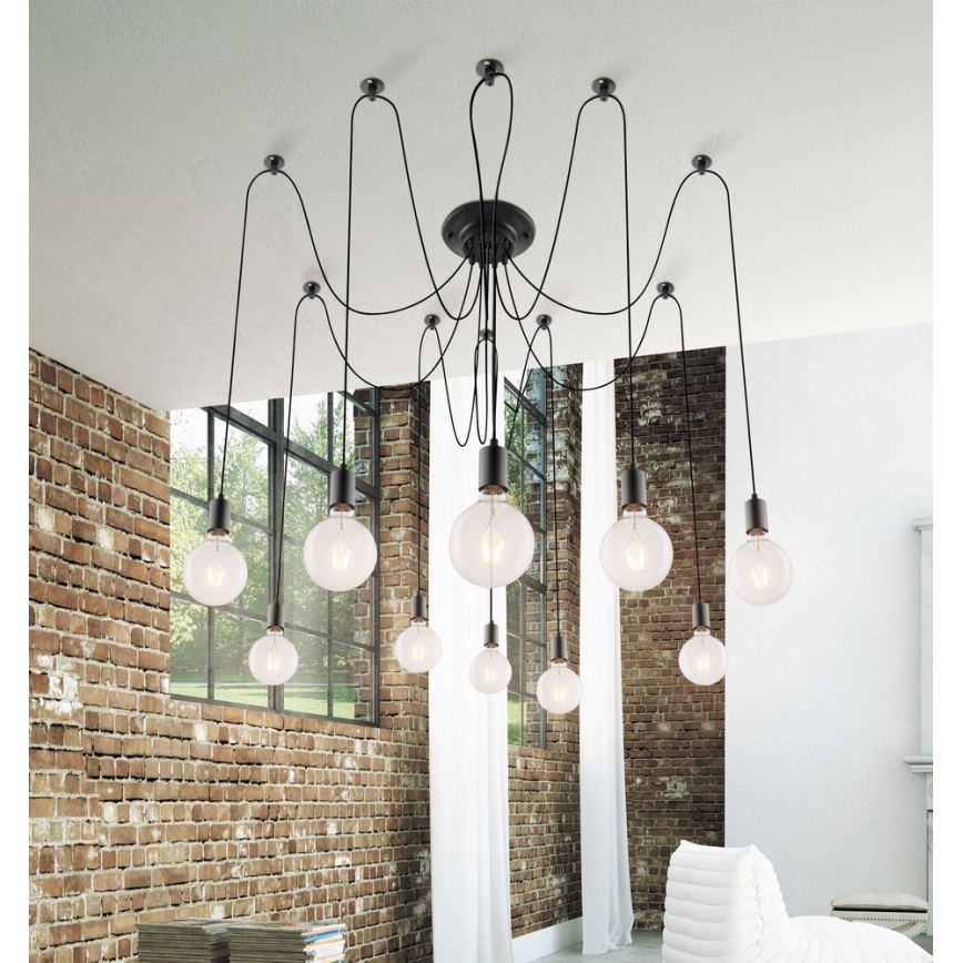 Rabalux - Kattokruunu 10xE27/60W/230V hämähäkki musta