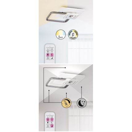 Rabalux - Himmennettävä pinta-asennettava LED-kattovalaisin LED/48W/230V 3000K/4000K/6000K + kaukosäädin 49,5x49,5 cm