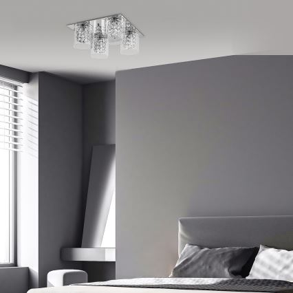 Rabalux - Kristallinen kattovalaisin 4xG9/40W/230V 37x37 cm