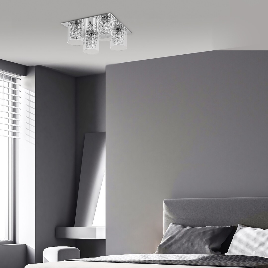 Rabalux - Kristallinen kattovalaisin 4xG9/40W/230V 37x37 cm