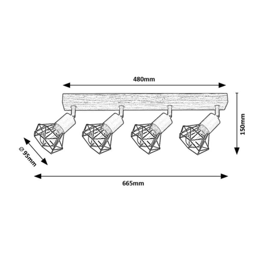 Rabalux - Kohdevalo 4xE14/40W/230V tammi