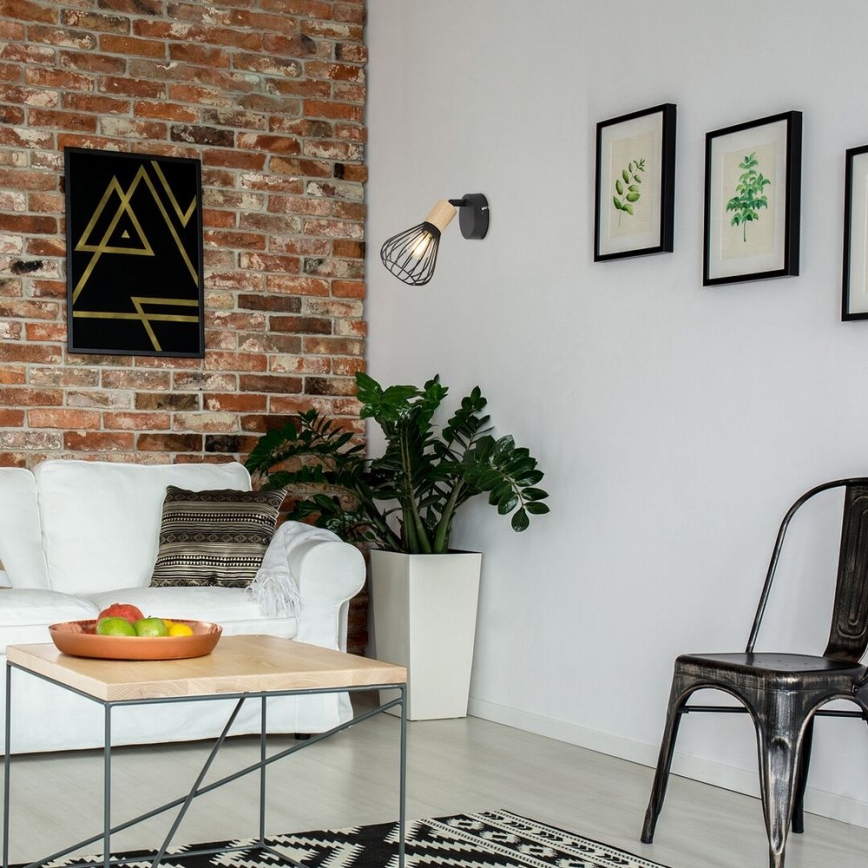 Rabalux - Seinävalaisin 1xE14/25W/230V musta/pyökki