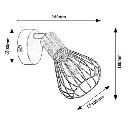 Rabalux - Seinävalaisin 1xE14/25W/230V musta/pyökki